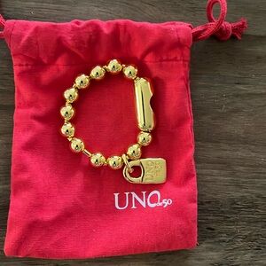 UNO de 50 large beaded yellow gold snowflake bracelet